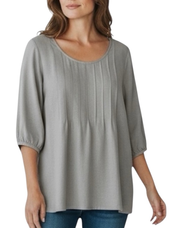 Soft Surroundings Tops - SOFT SURROUNDINGS Pintuck Peasant Boho Natural Cotton Longline Tunic in Tan MED